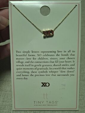Tiny Tags XO Gold Necklace with Red Enamel